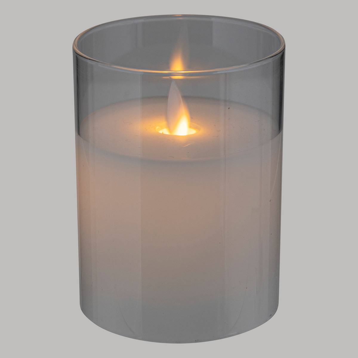 Bougie LED pot en verre SENA blanc, ATMOSPHERA