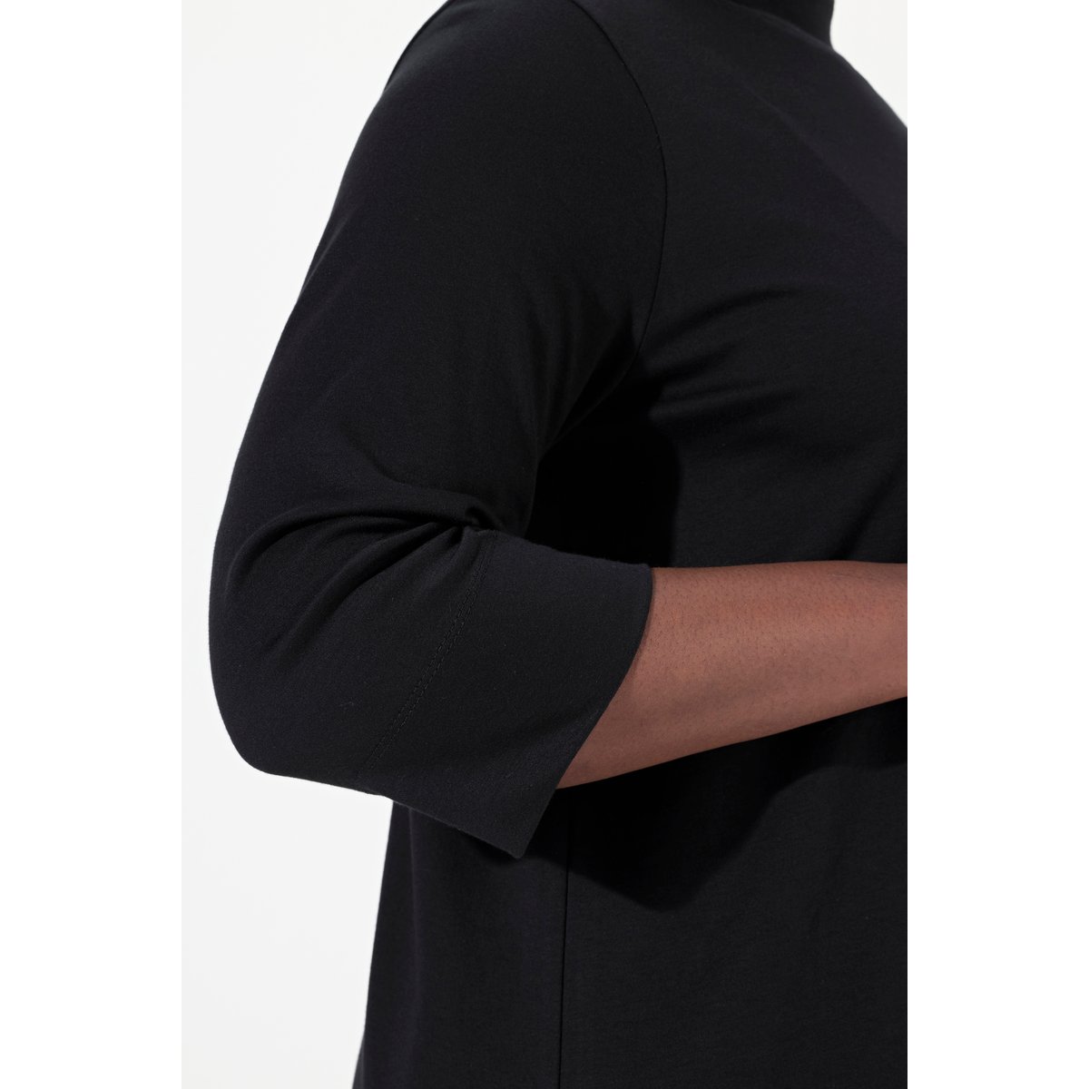 T-shirt à col montant et manches 3/4 noir, ULLA POPKEN