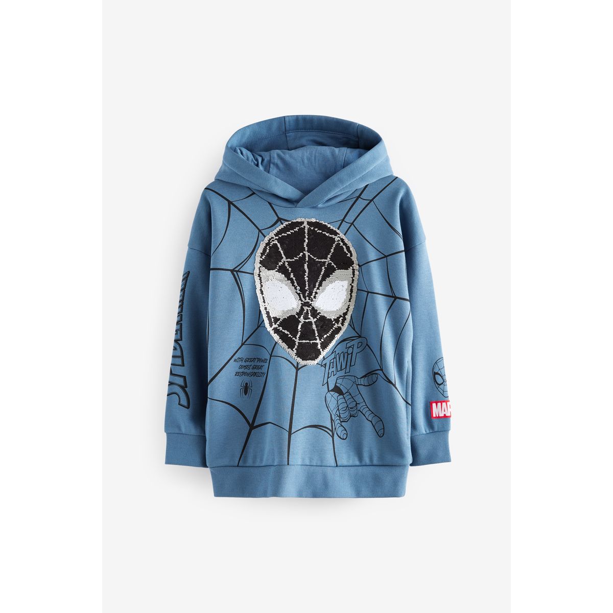 Sweat à capuche paillettes spiderman bleu moyen, NEXT