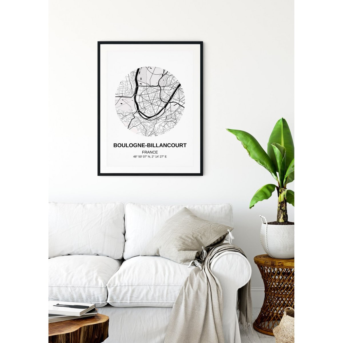 Affiche Carte Boulogne-Billancourt blanc, L'AFFICHERIE