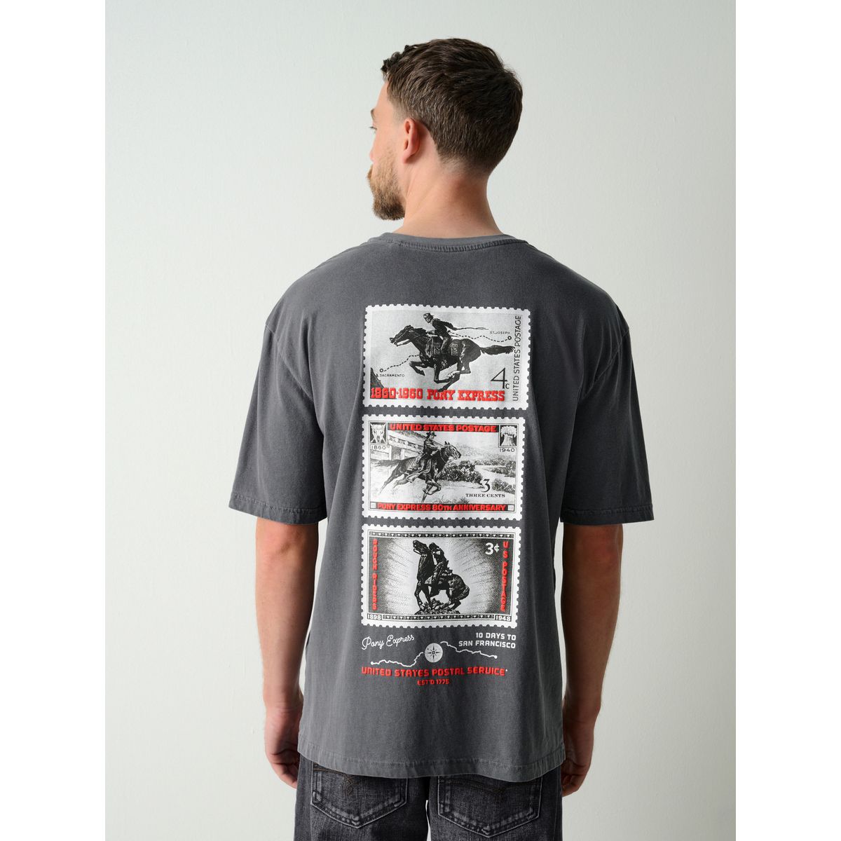 T-shirt motif us postal service sous licence timbres gris, NEXT