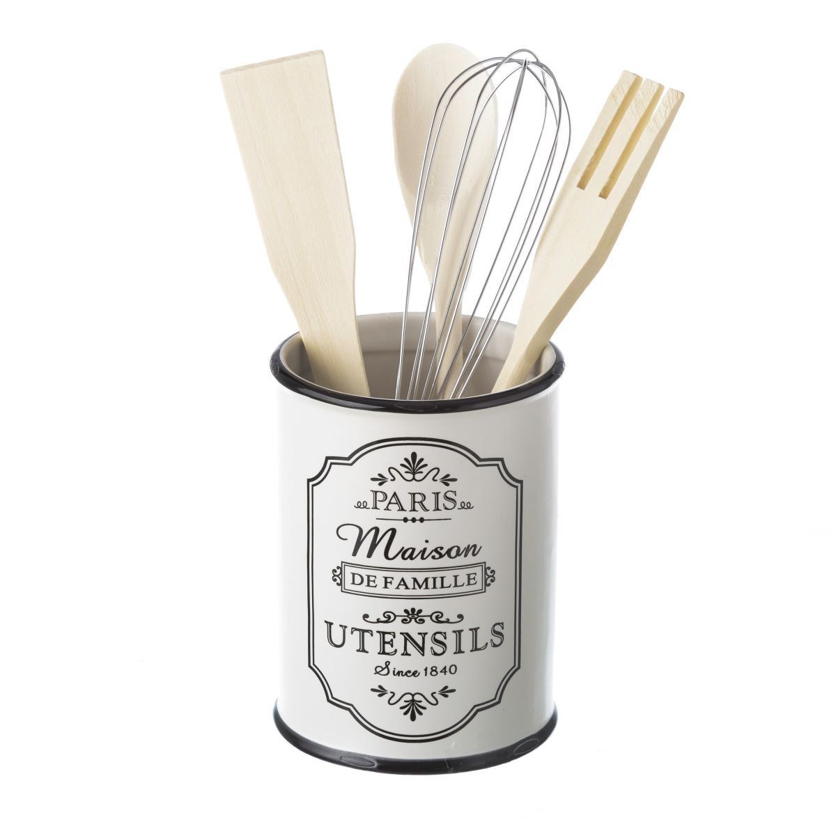 Porte Ustensiles de Cuisine Céramique Blanche Paris noir & blanc, WADIGA