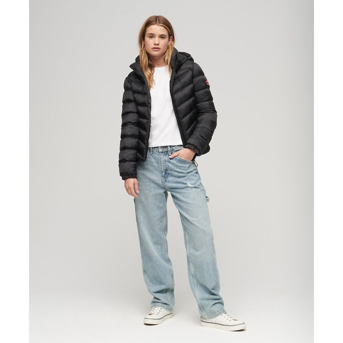 Doudoune Fuji courte à capuche noir, SUPERDRY