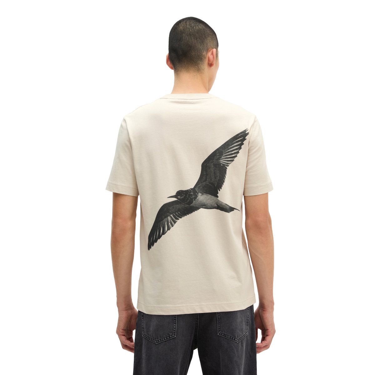 T-shirt regular en coton bio régénéré gris, MARC O'POLO