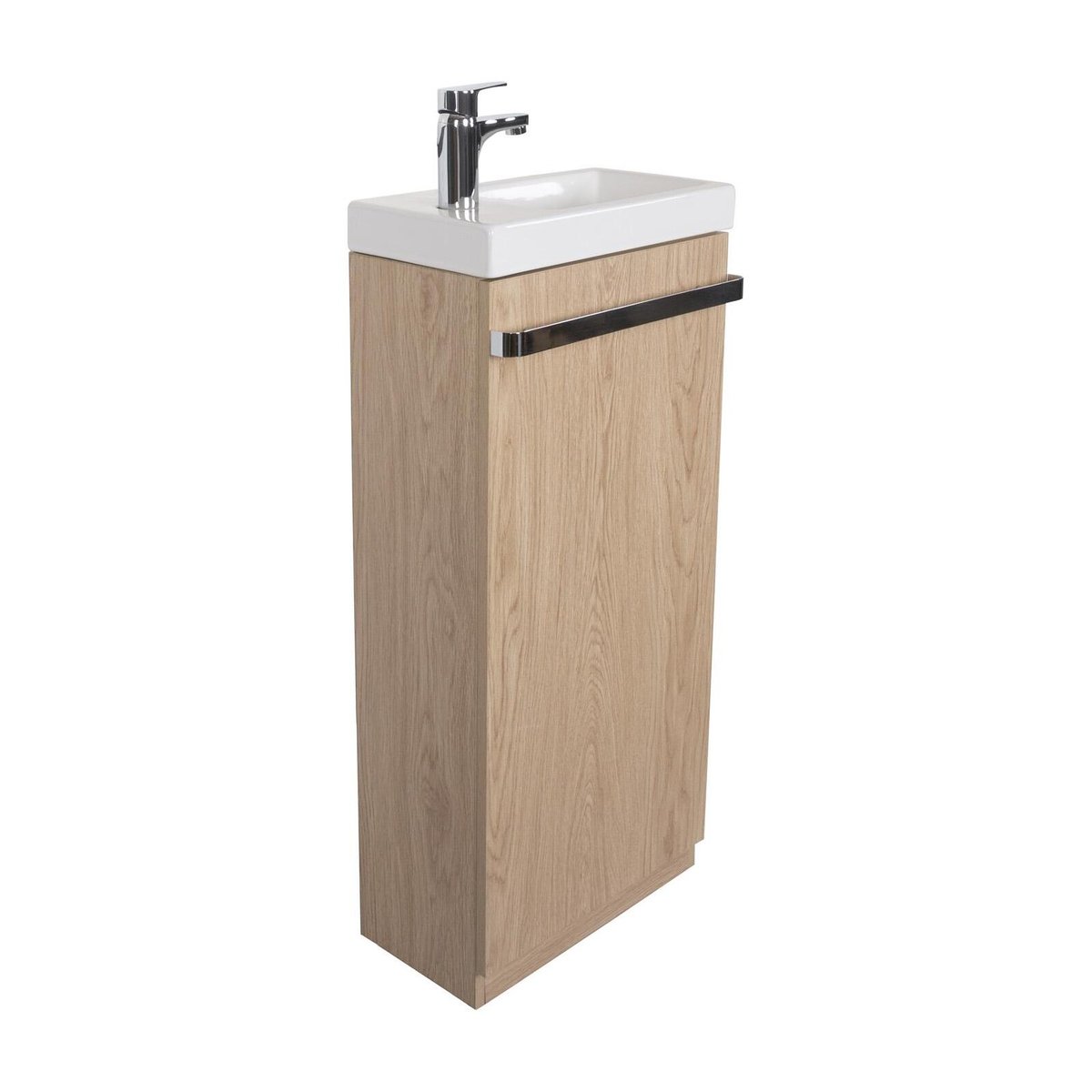 Ensemble lave-mains sur pieds avec robinet chromé JOHANN décor chêne, MOB IN