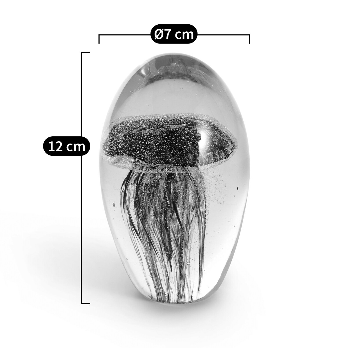Medusa 15cm High Glass Jellyfish Paperweight white, AM.PM