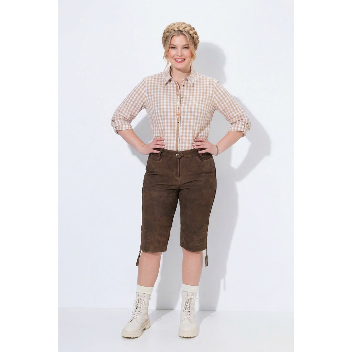 Culotte en peau traditionnelle bavaroise marron clair, ULLA POPKEN