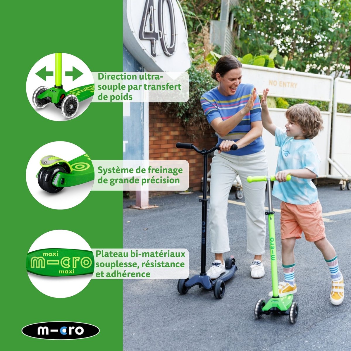 Maxi Micro Deluxe LED - Néon vert, MICRO MOBILITY