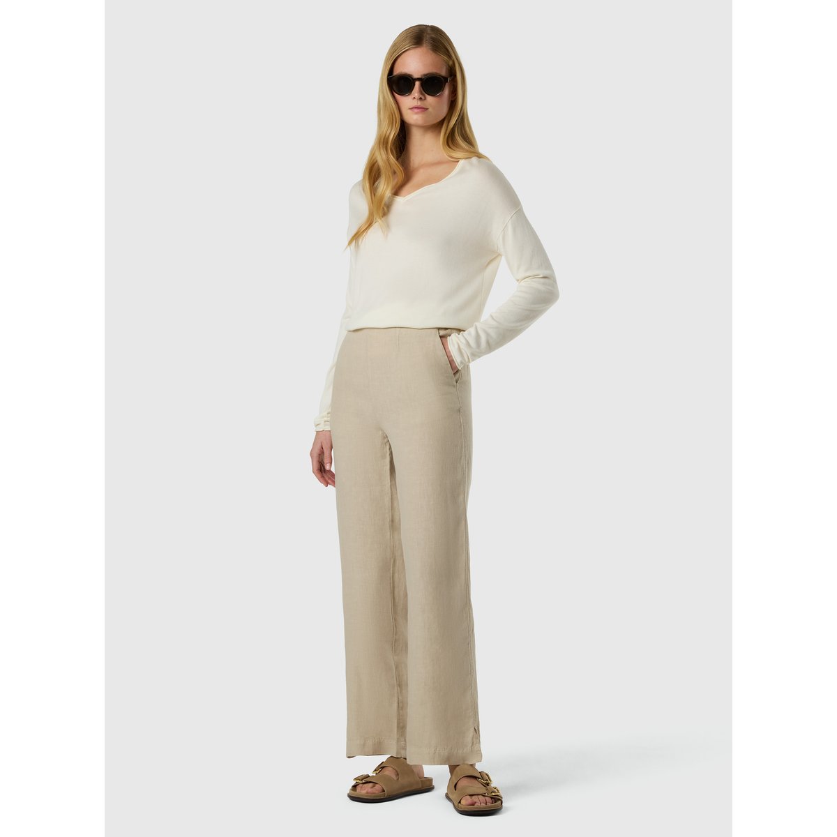 Pantalon taille en sac en papier en lin pierre de lumière, NORTH SAILS