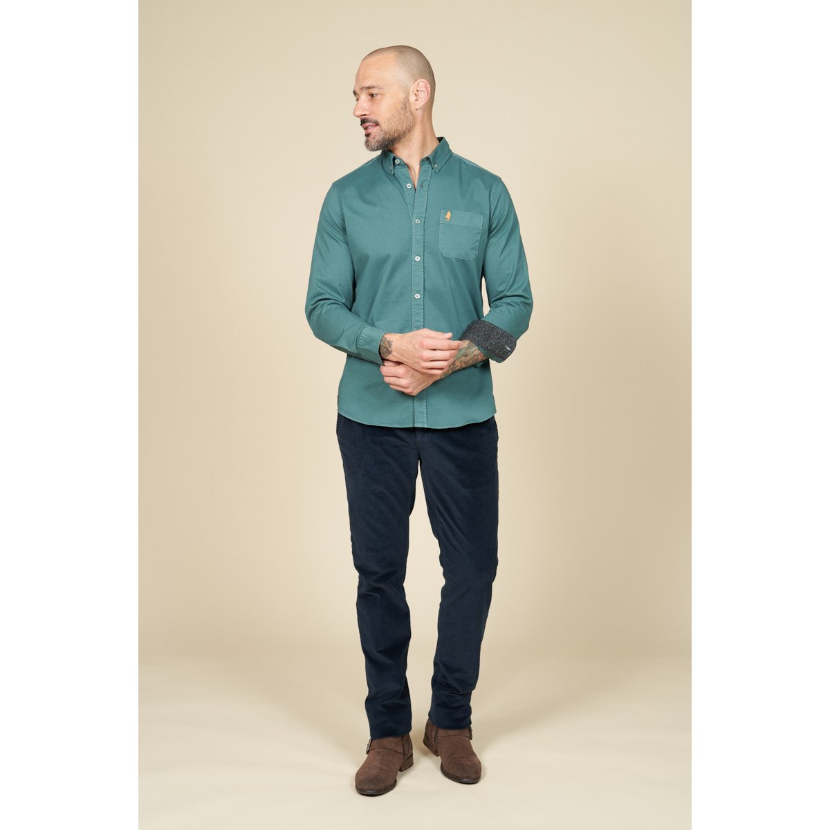 Pantalon Chino velours côtelé bleu marine, MCS
