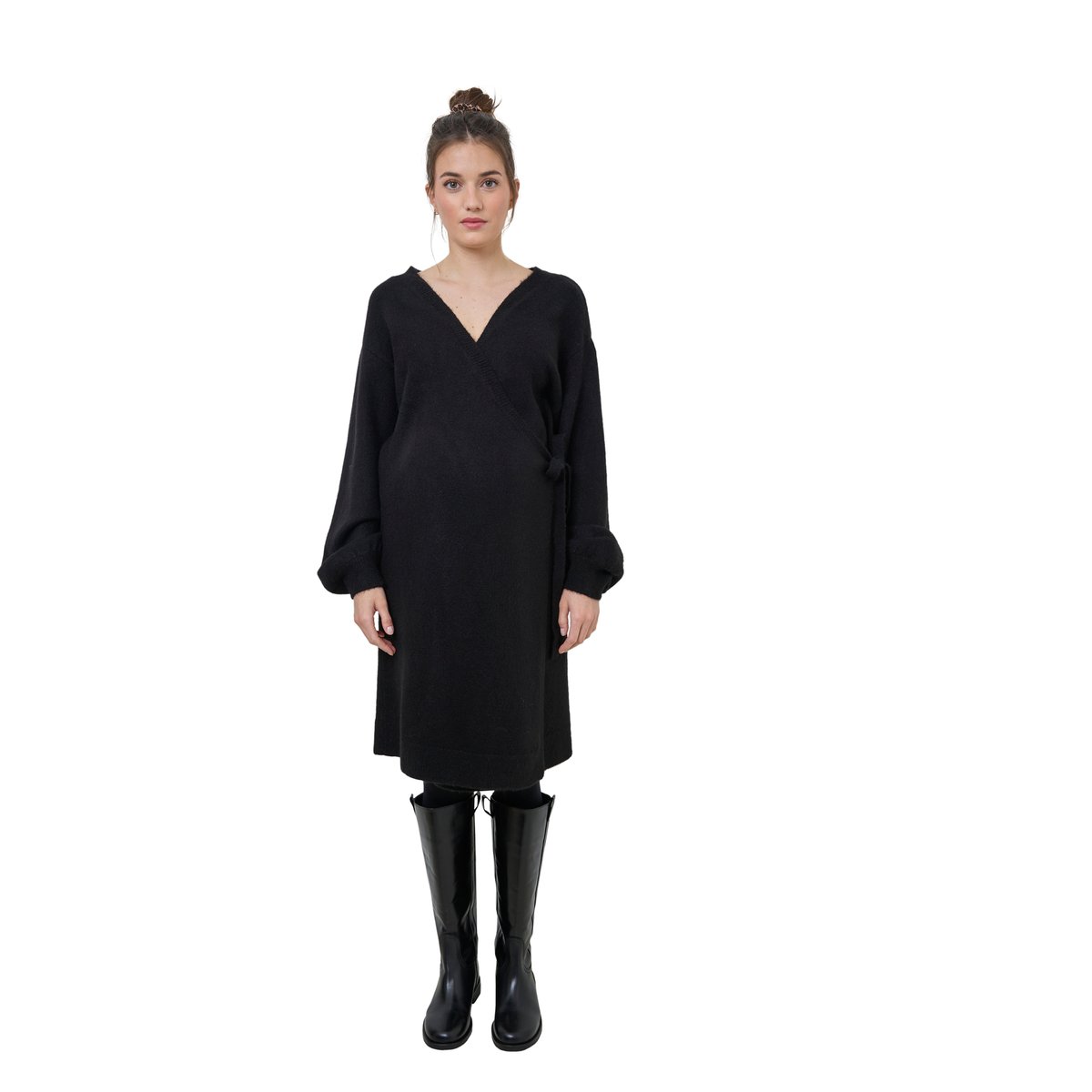Robe cache-coeur en tricot grossesse et allaitement noir, VERTBAUDET