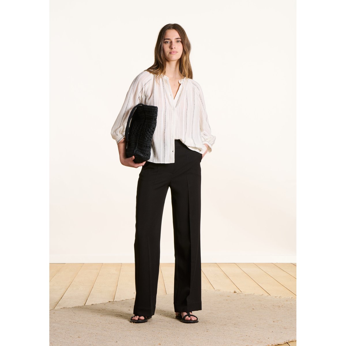 Pantalon uni droit noir, LA FEE MARABOUTEE