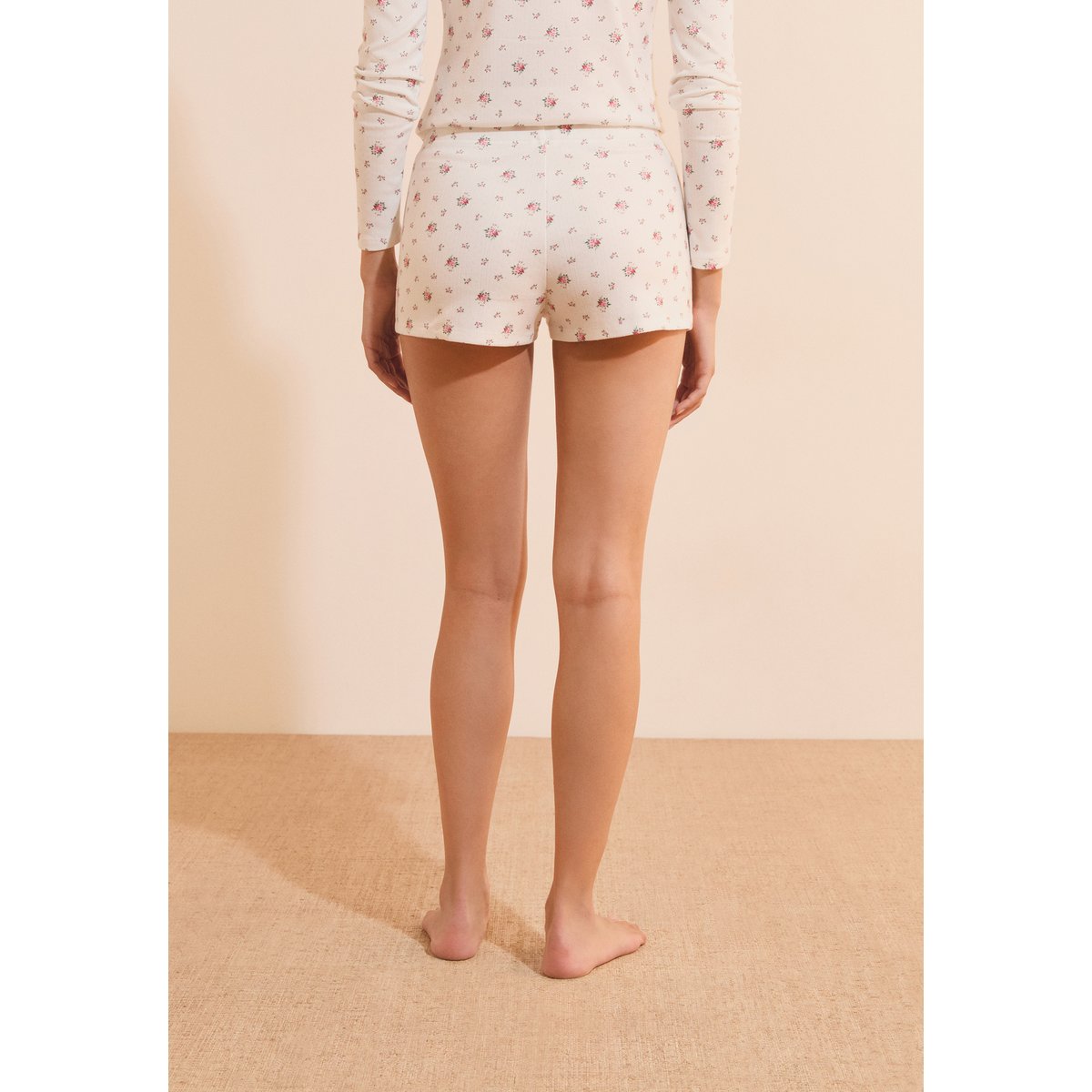 Short de pyjama à motif fleuri BAYALINE ecru, ETAM