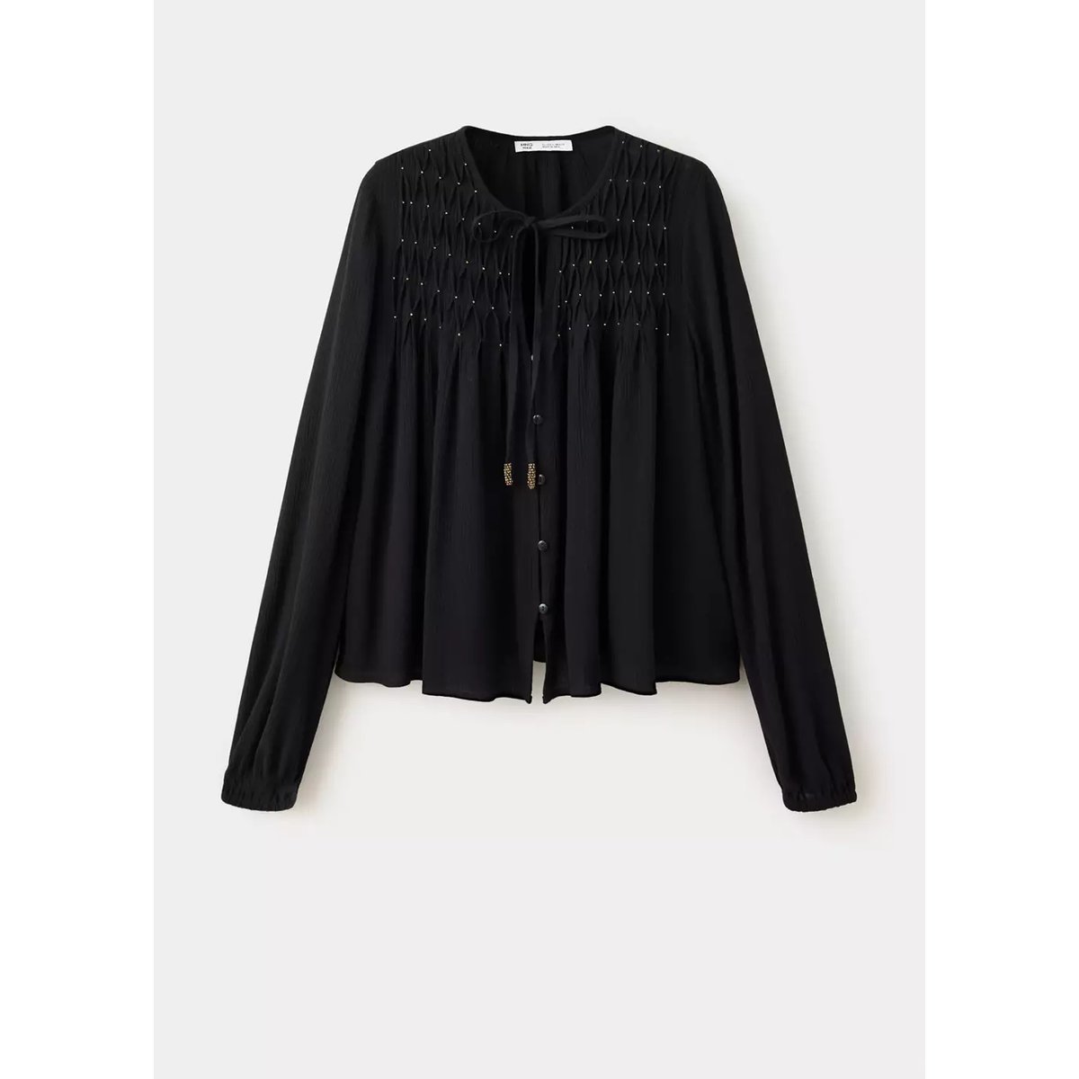 Blouse fluide détails métalliques noir, MANGO TEEN