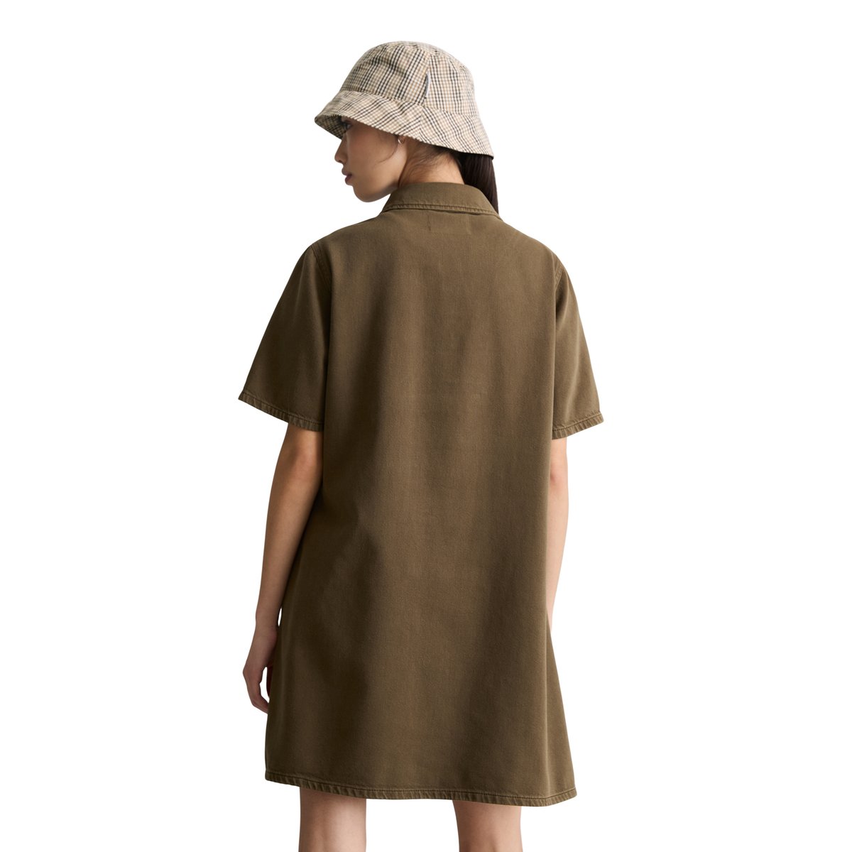 Mini-robe flared en sergé de coton organique et de lyocell marron foncé, MARC O’POLO DENIM