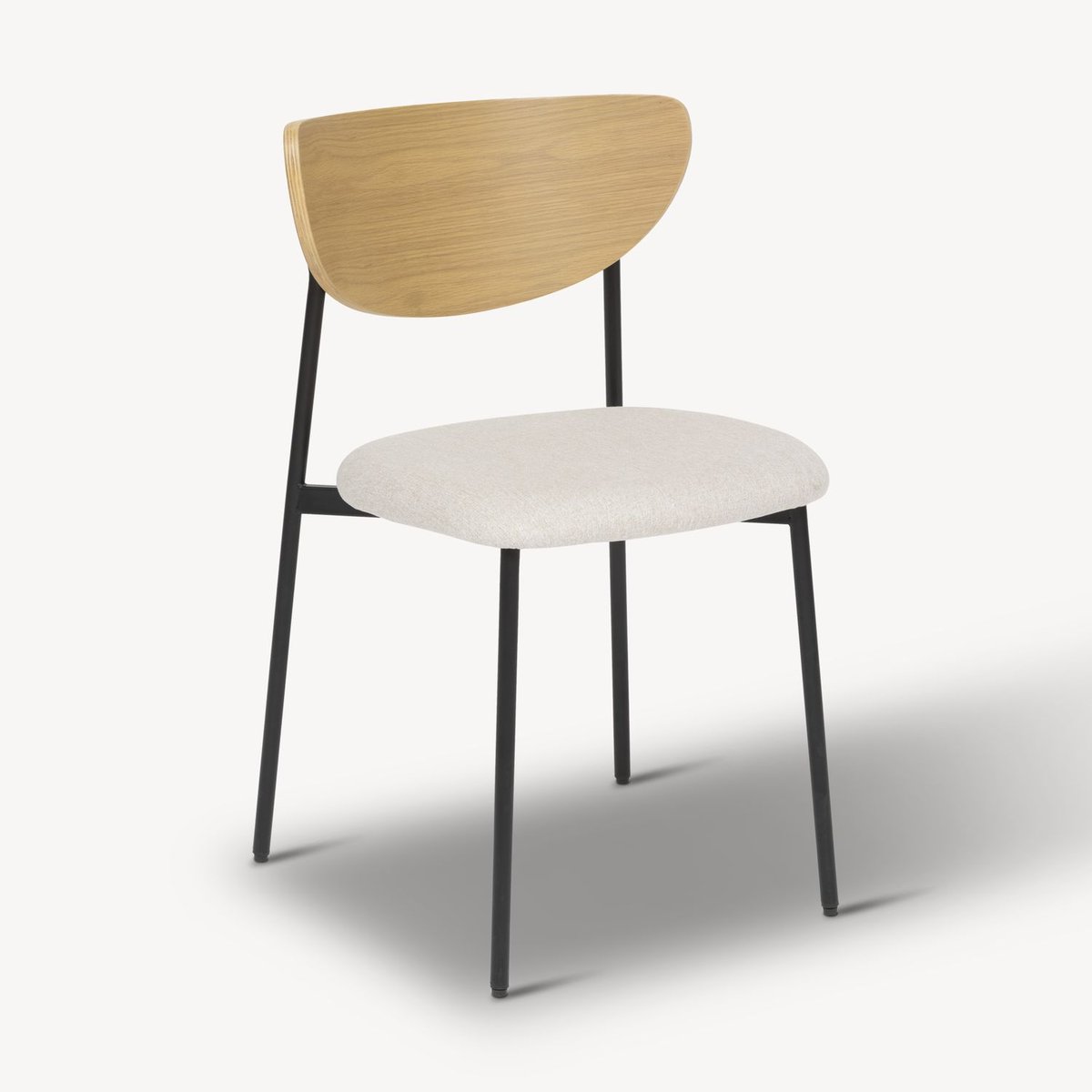 Chaise avec dossier bois et pieds métal beige, ATMOSPHERA