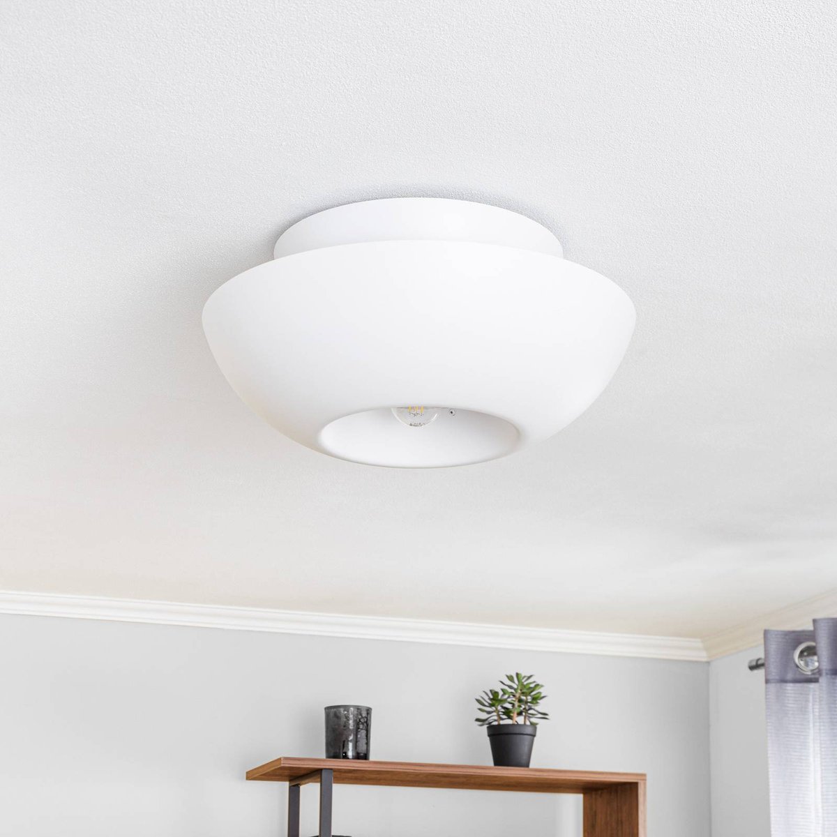 Plafonnier en métal design, Kellina blanc, LUCANDE
