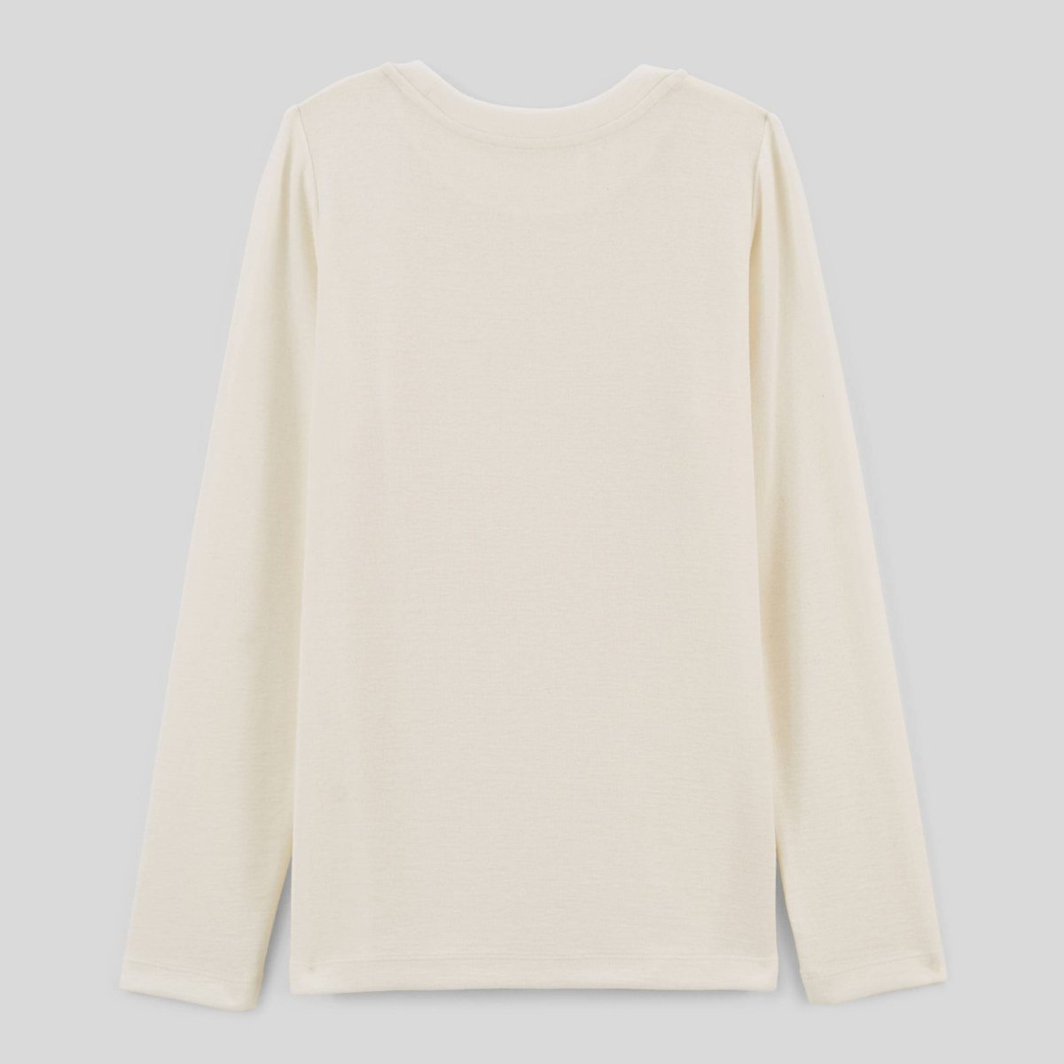 T-shirt chaud manches longues contenant de la laine ecru melange, MONOPRIX
