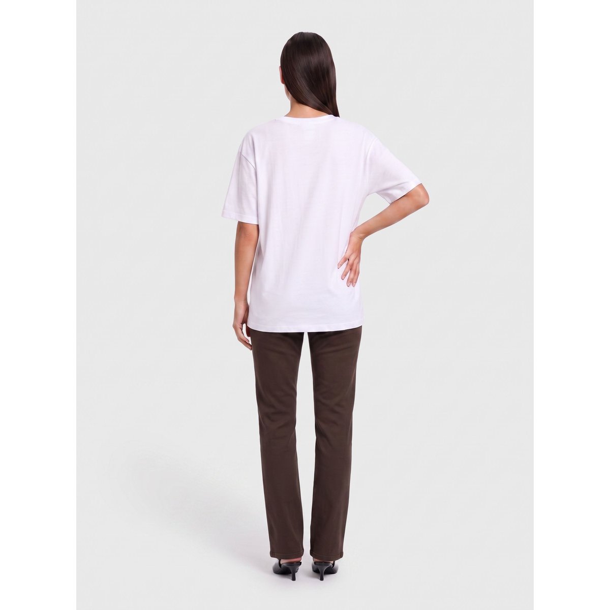 Jean À Jambe Large marron - dark brown denim, ONLY