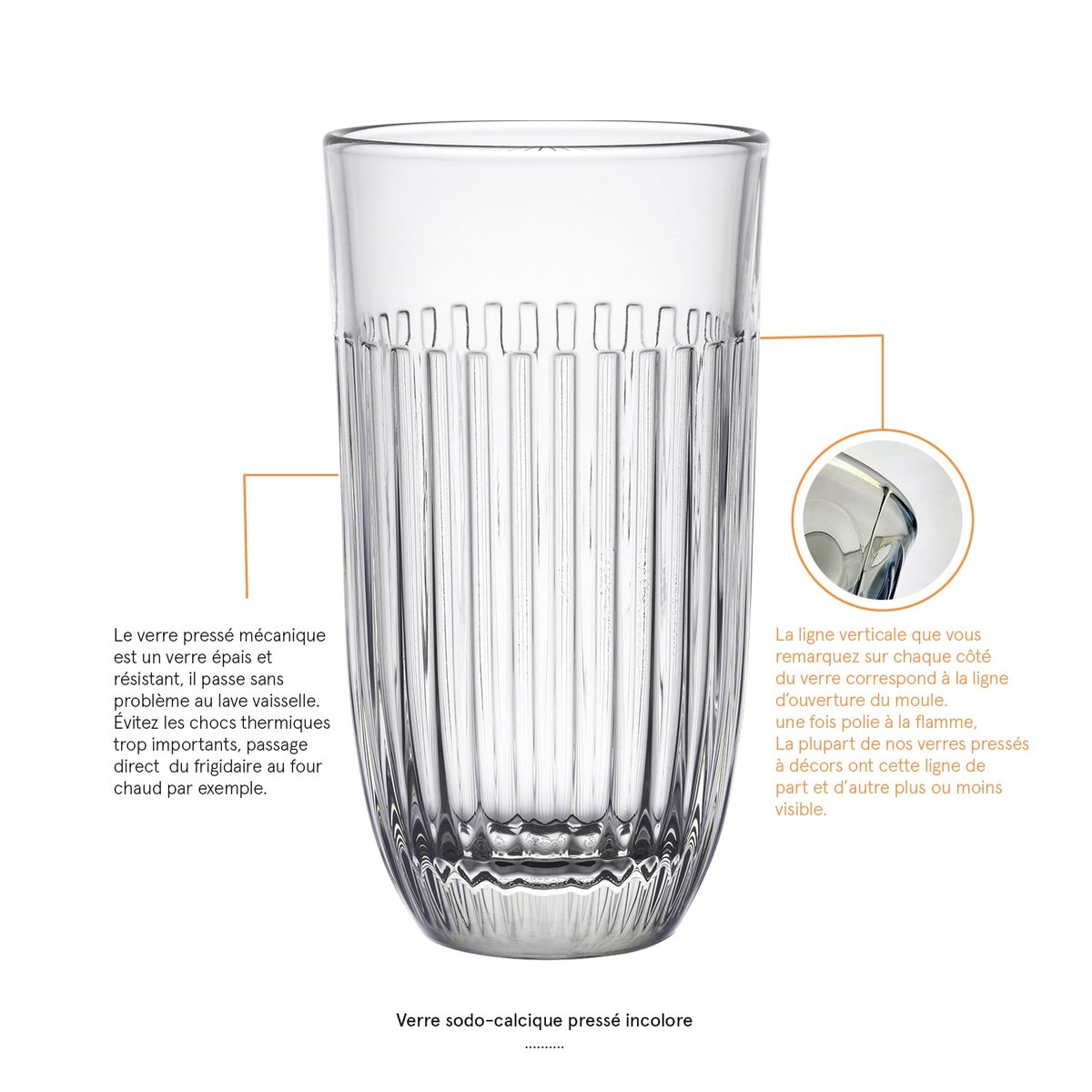Lot de 6 long drinks, OUESSANT transparent, LA ROCHERE