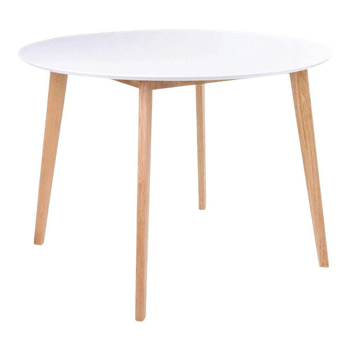 Ens. table ronde blanche + 4 chaises microfibre marron OTTA ambre, PIER IMPORT