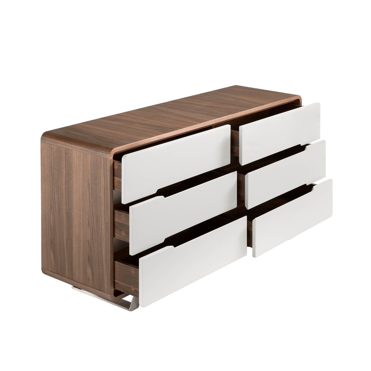 Commode en bois blanc, noyer et acier chromé noyer | blanc | acier, ANGEL CERDA