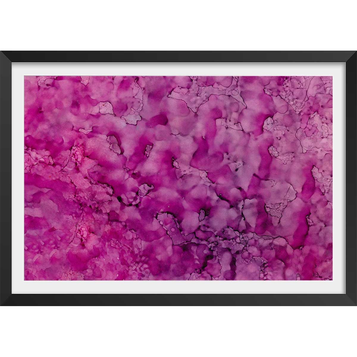 Poster fuchsia affiche + cadre en bois - noir, HEXOA