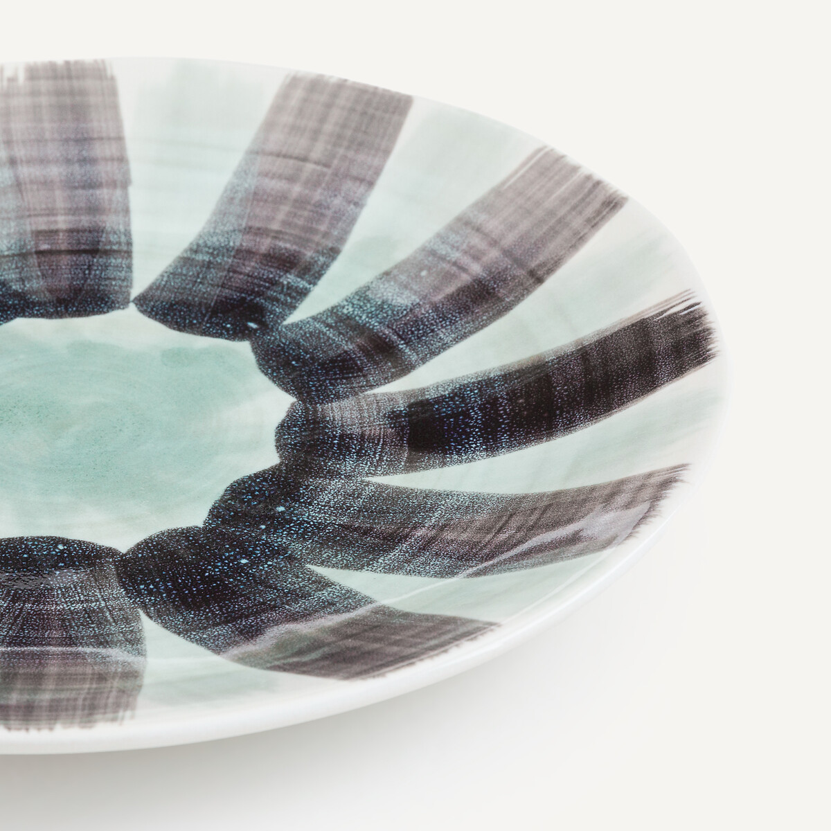 Set of 4 Viana Striped Stoneware Dessert Plates grey green/black, AM.PM