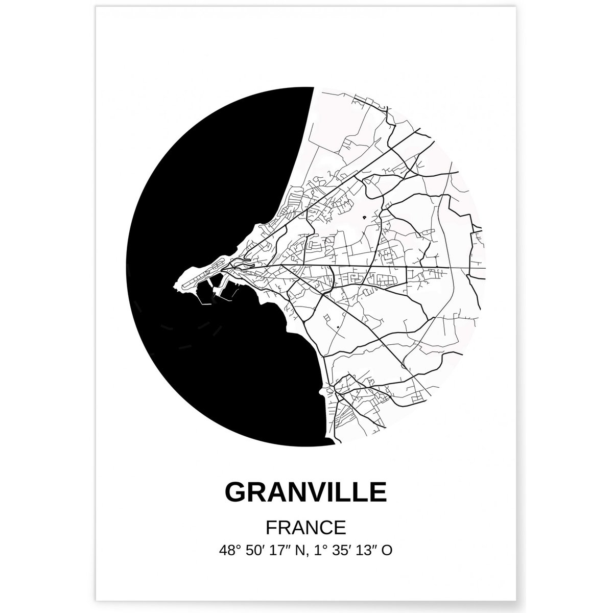 Affiche Carte Granville blanc, L'AFFICHERIE