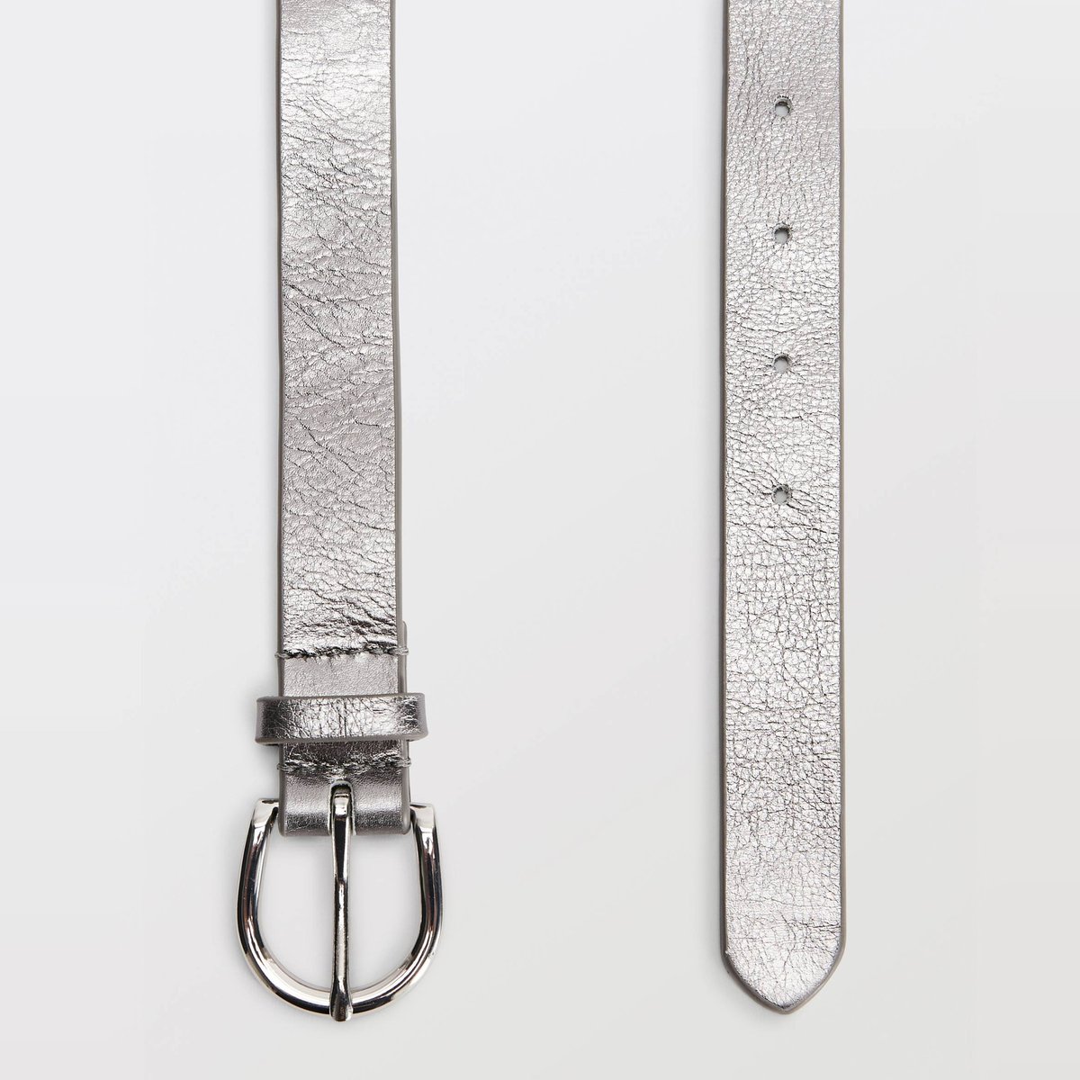 Ceinture 3 cm en cuir argent, MONOPRIX