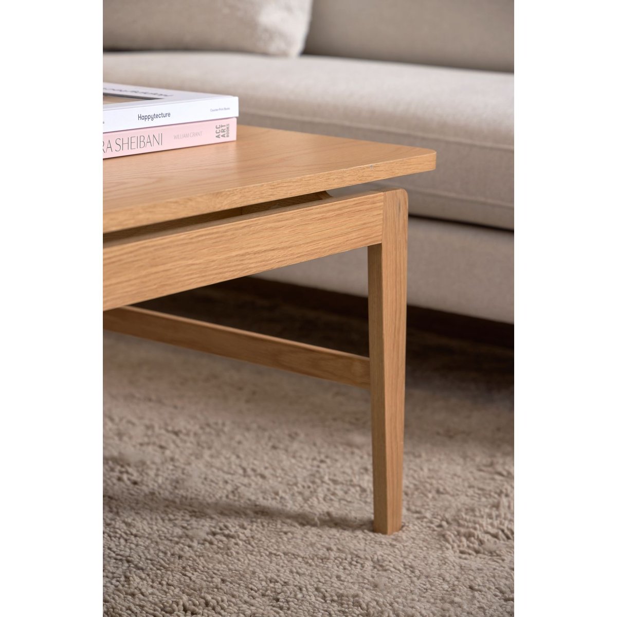 Table basse rectangulaire en chêne design vintage AREN marron, TOILINUX