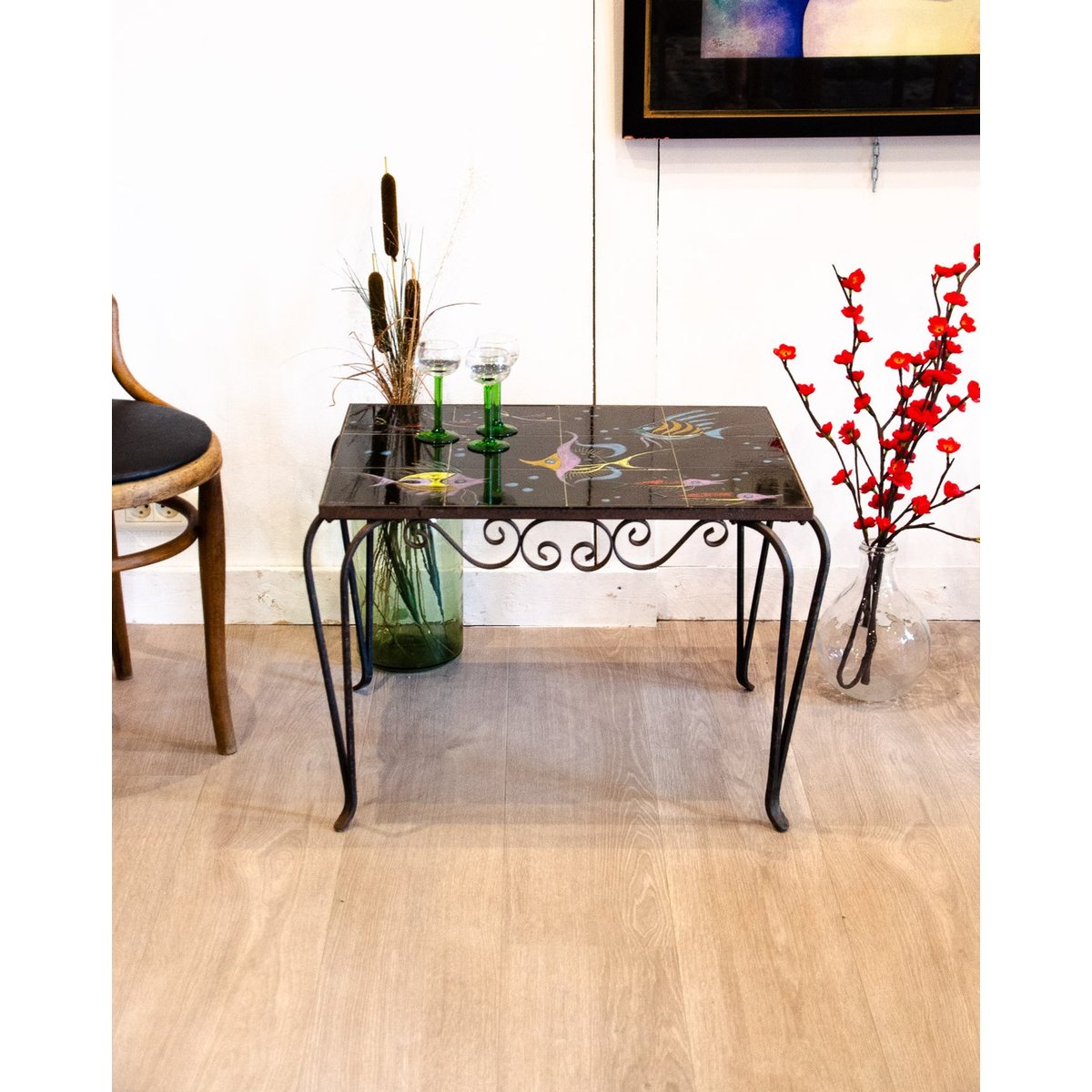 Table basse en céramique Vallauris Donna N°991 - Bon état noir, DEBONGOUT