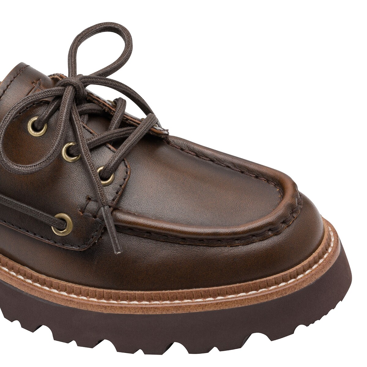 Chaussures bateau en cuir marron foncé, TAMARIS