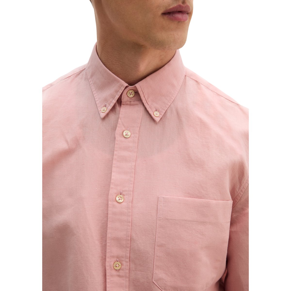 Chemise regular en lin et en coton bio rose, MARC O'POLO