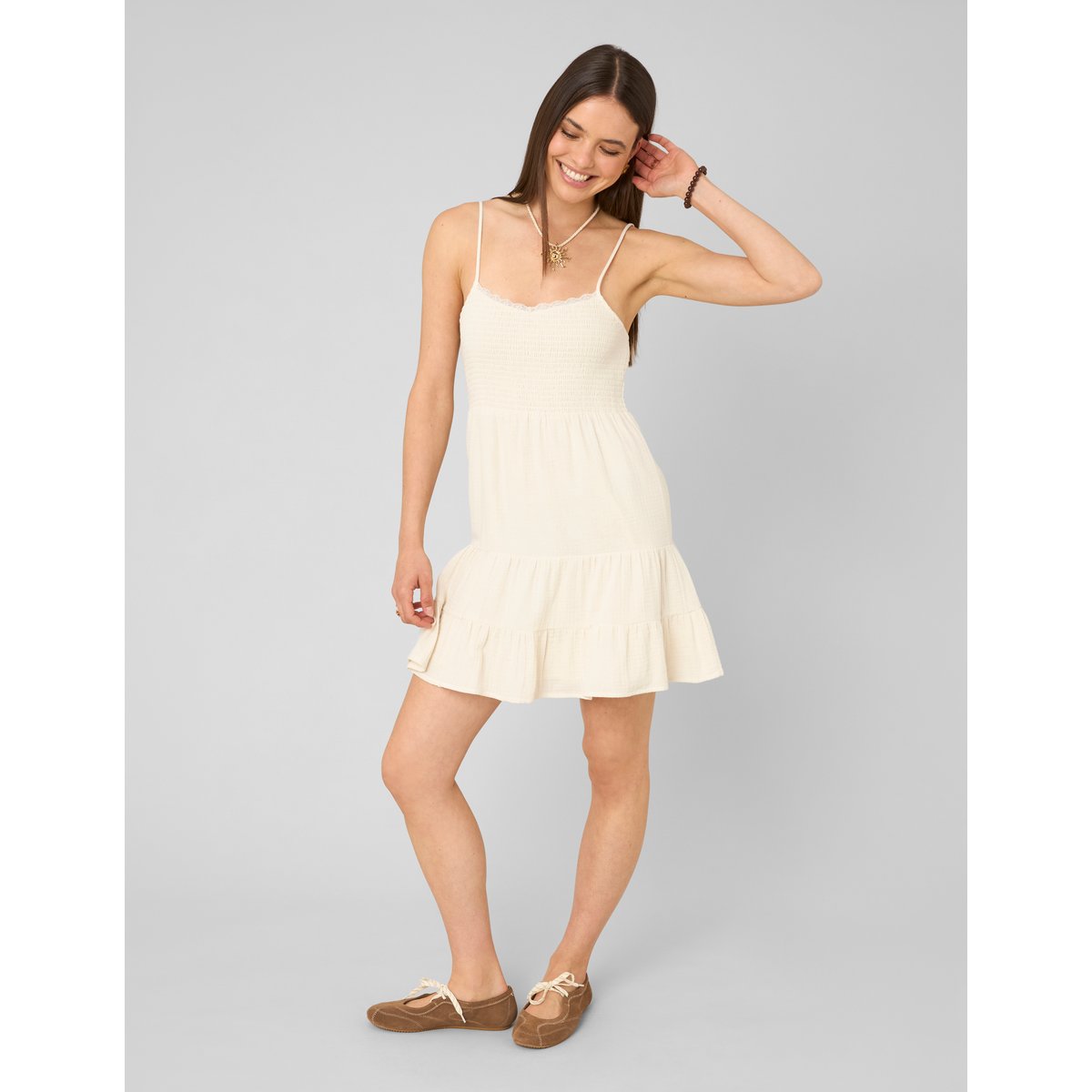 Robe courte gaze de coton naturel, BZB