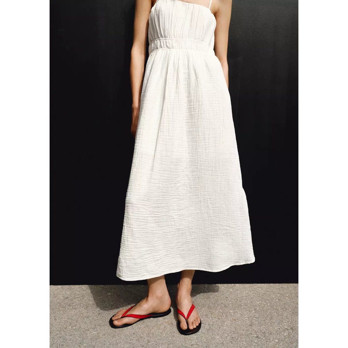 Robe froncée blanc, MANGO