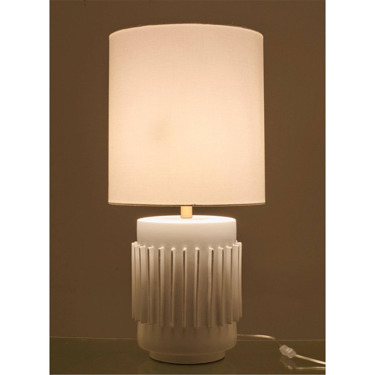 Lampe de table en céramique striée blanc, RECOLLECTION