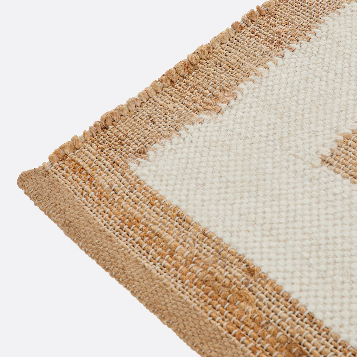 Tapete de juta e lã com contorno, Arian natural/branco, LA REDOUTE INTERIEURS