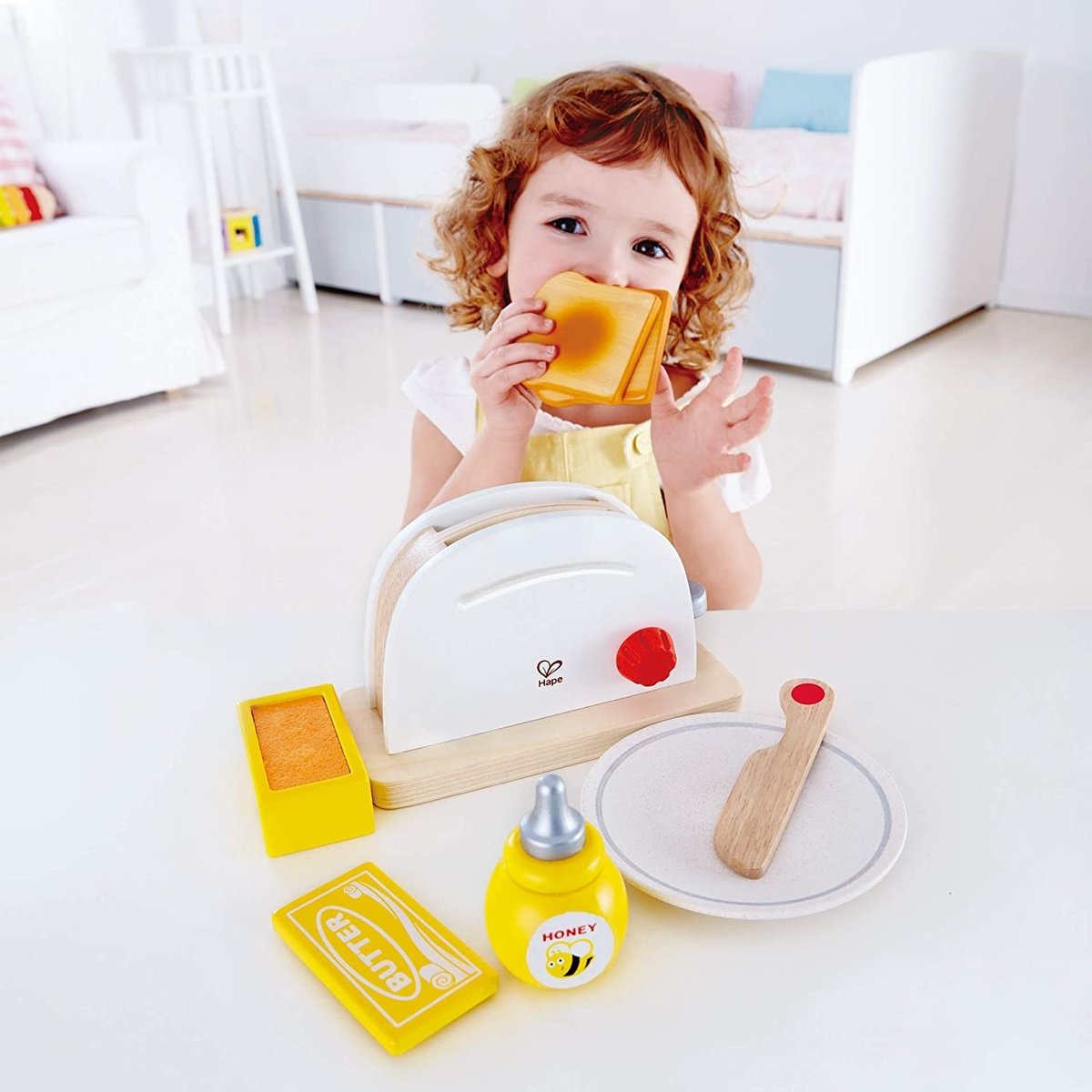 Grille pain en bois et accessoires jaune, blanc, gris, HAPE