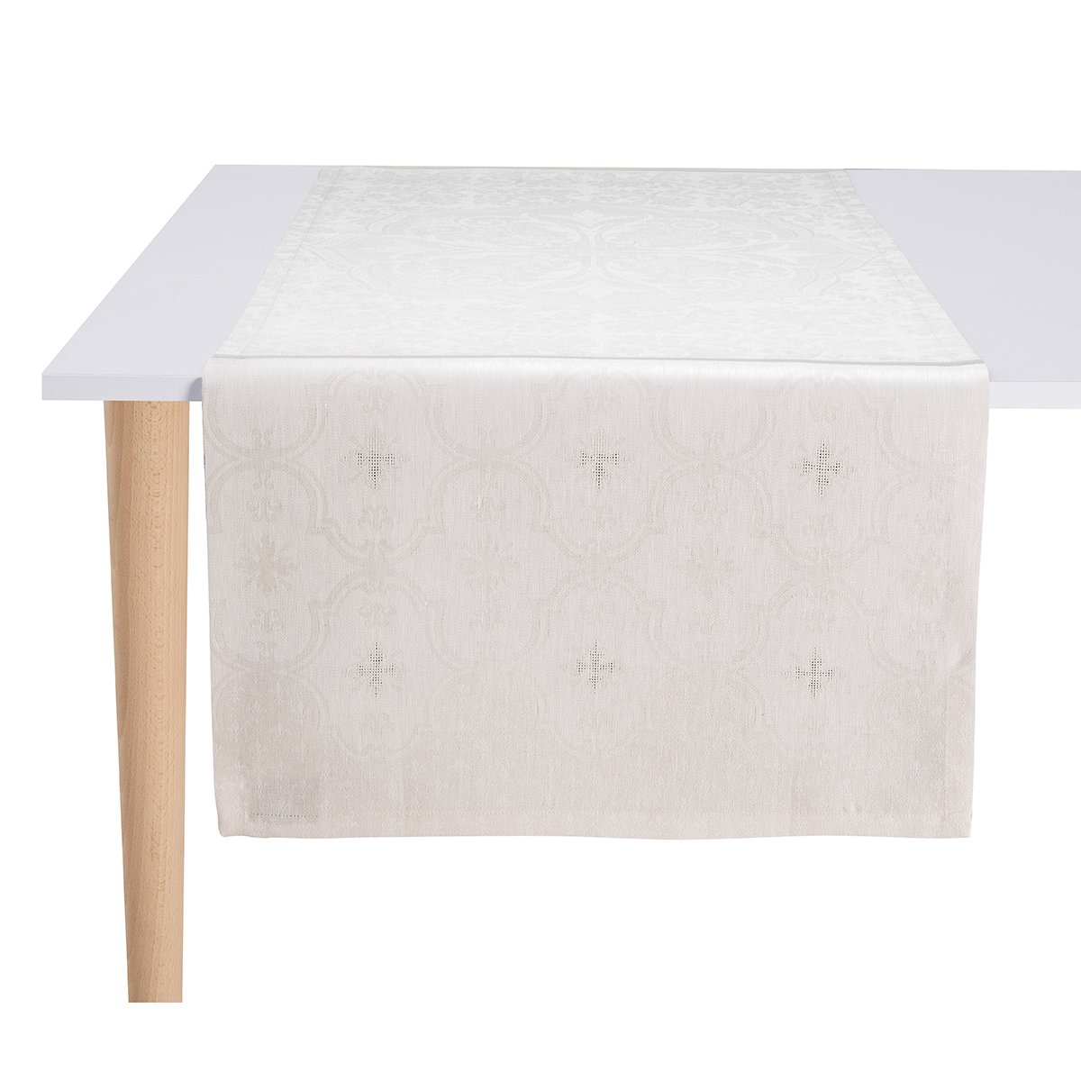 Chemin de table en Lin, ARMOIRIES lys, LE JACQUARD FRANCAIS