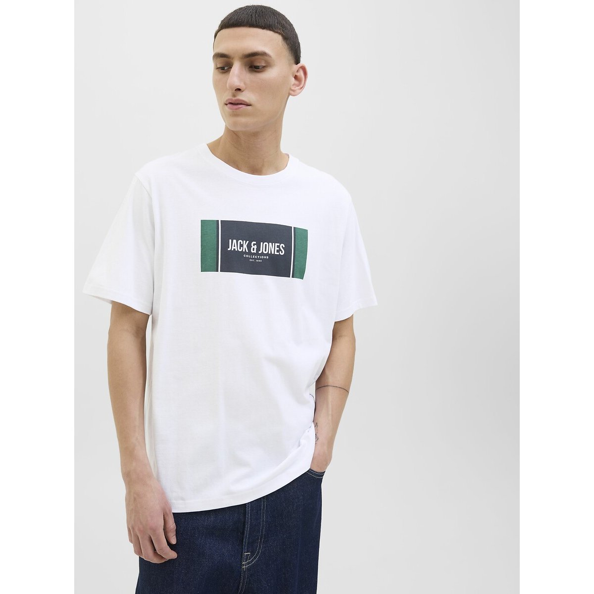 T-shirt manches courtes Hayato blanc, JACK & JONES