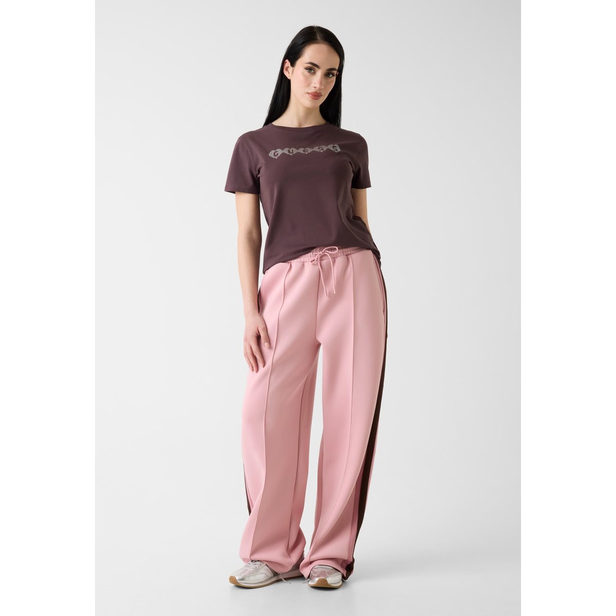 T-Shirt Avec Logo En Strass marron, GUESS