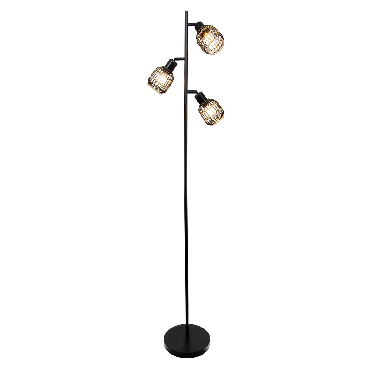 Lampadaire en métal et rotin tressé, LATIE naturel, C-CREATION