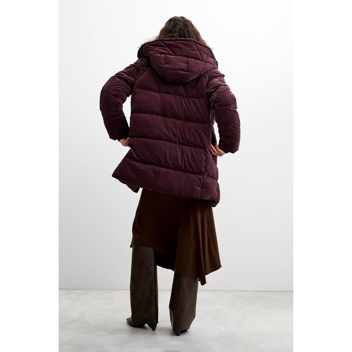 Manteau long matelassé rouge, DESIGUAL