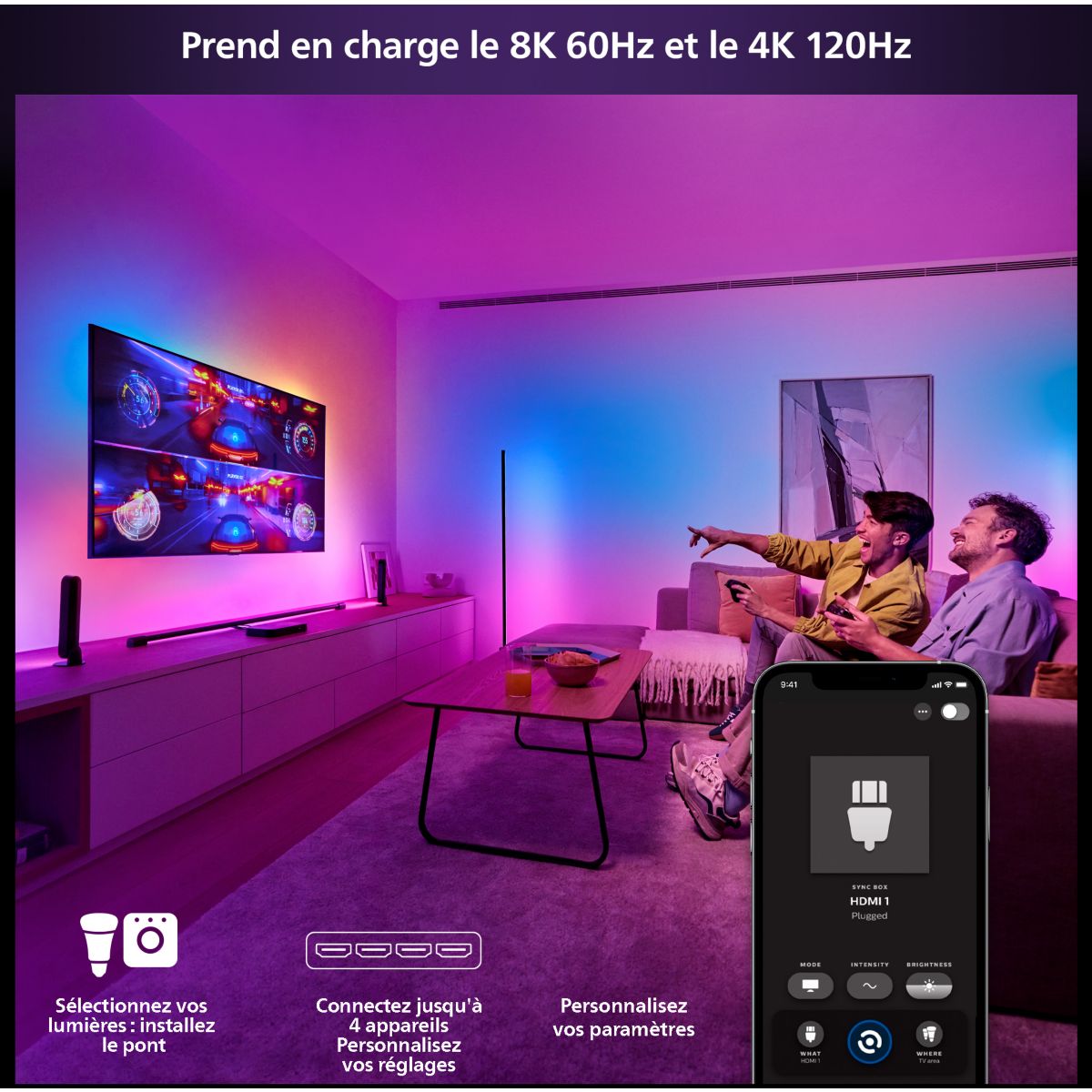 Boîtier de synchronisation Play HDMI Sync Box 8K couleur unique, PHILIPS HUE