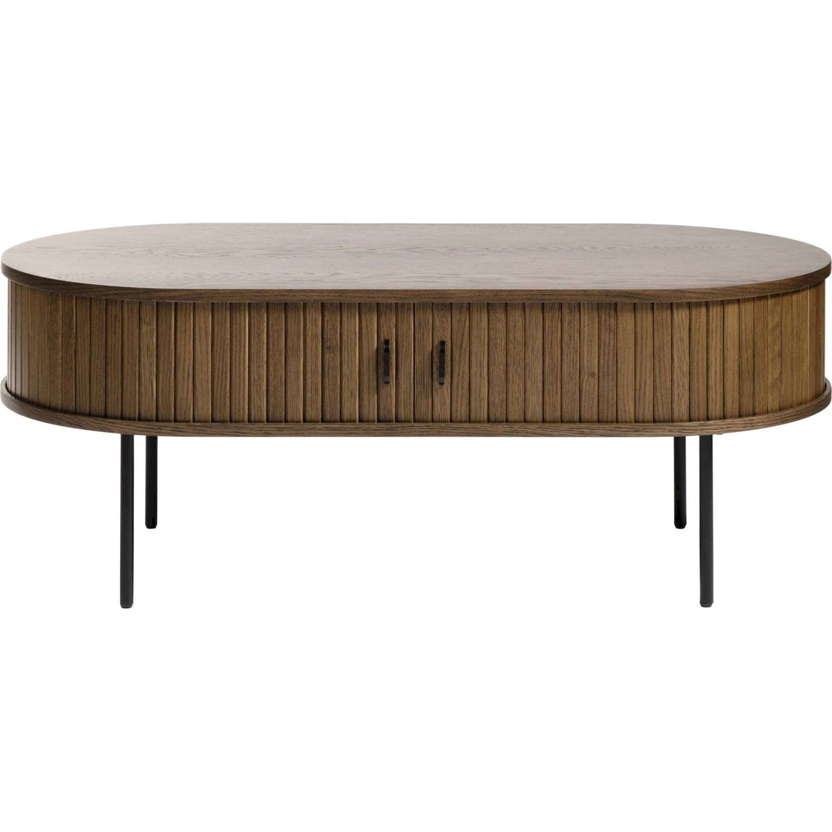 Table basse ovale cannelée bois GATIVEL chêne, RECOLLECTION