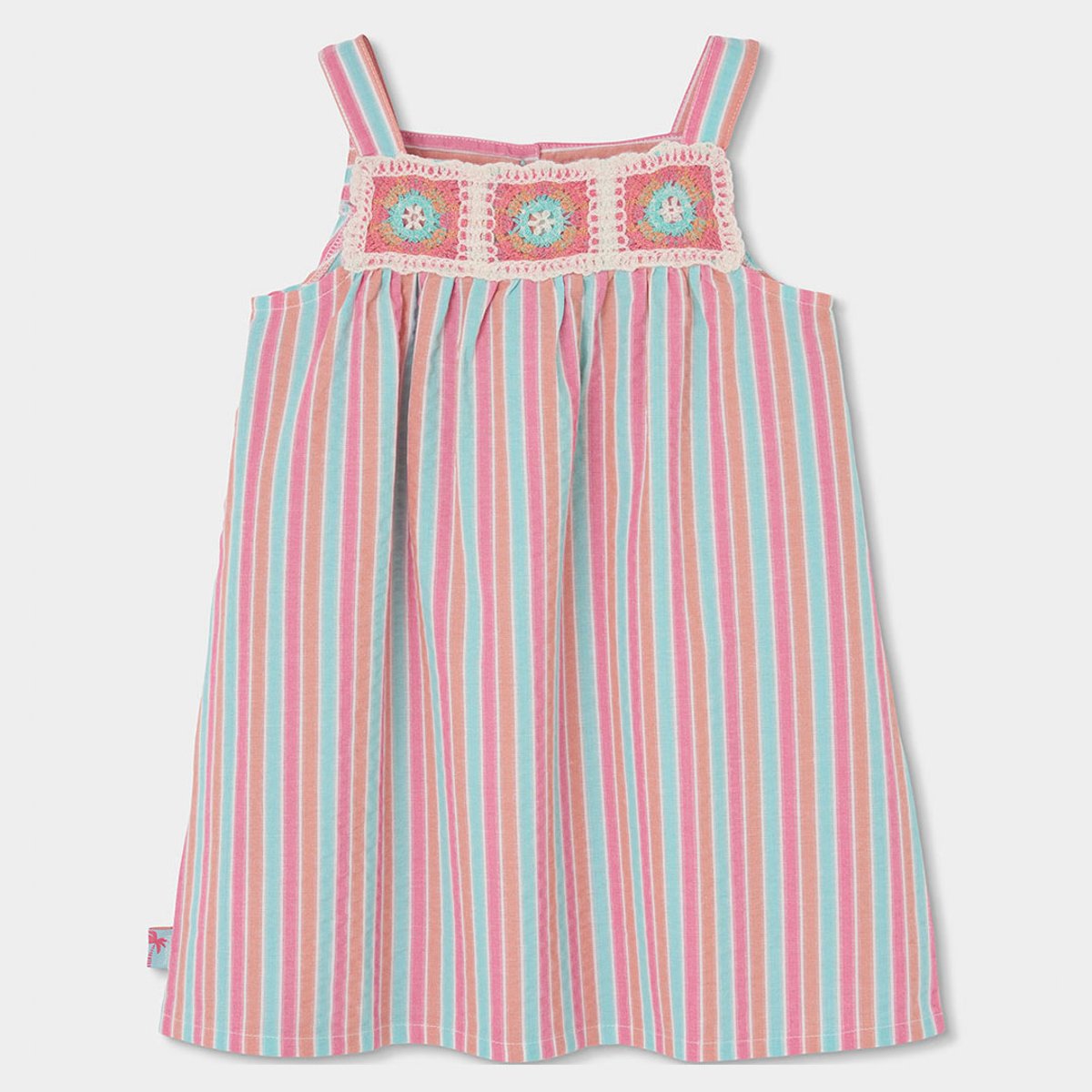 Robe en popeline à rayures multicolore, BOBOLI