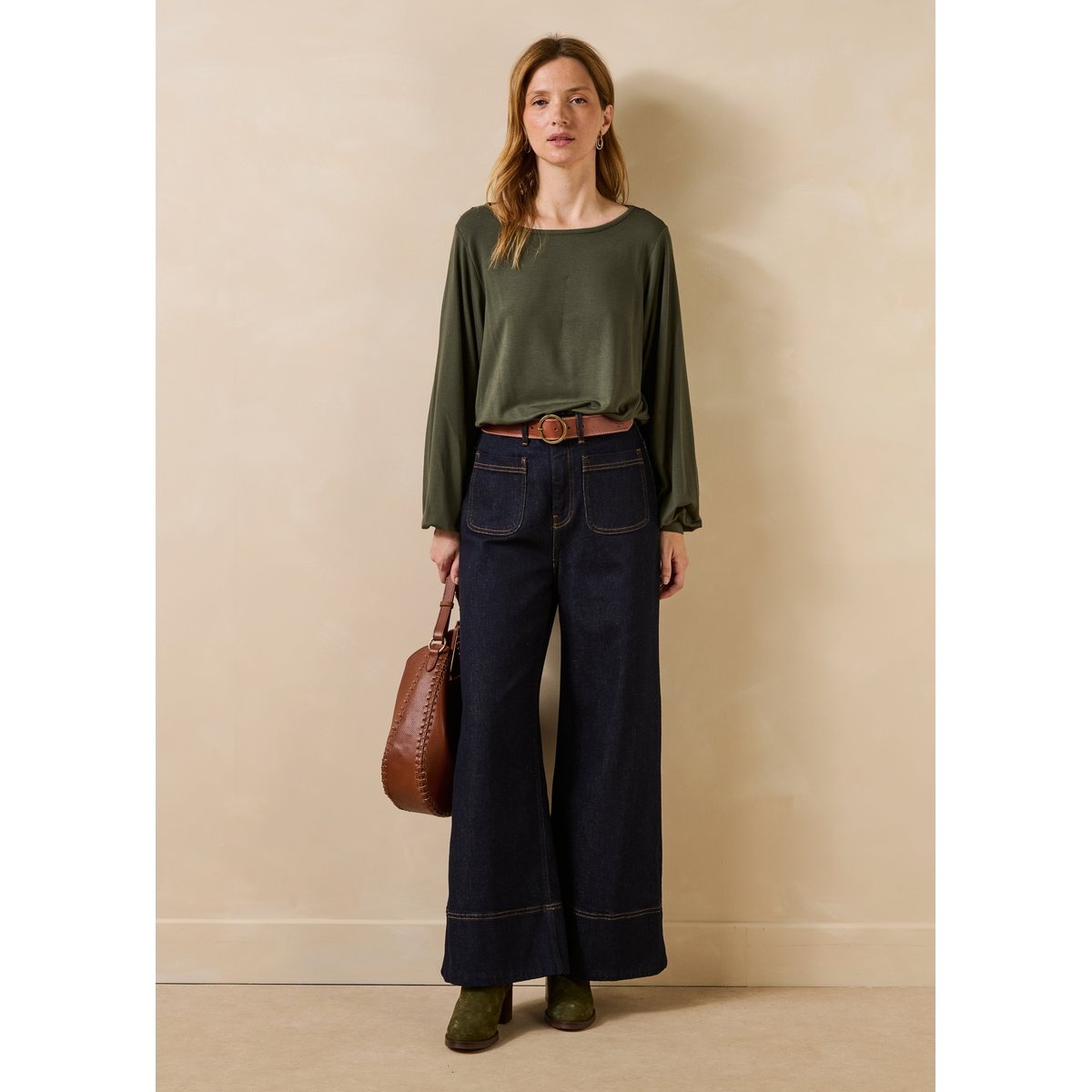 Jean large brut en coton biologique dark brut, LA FEE MARABOUTEE