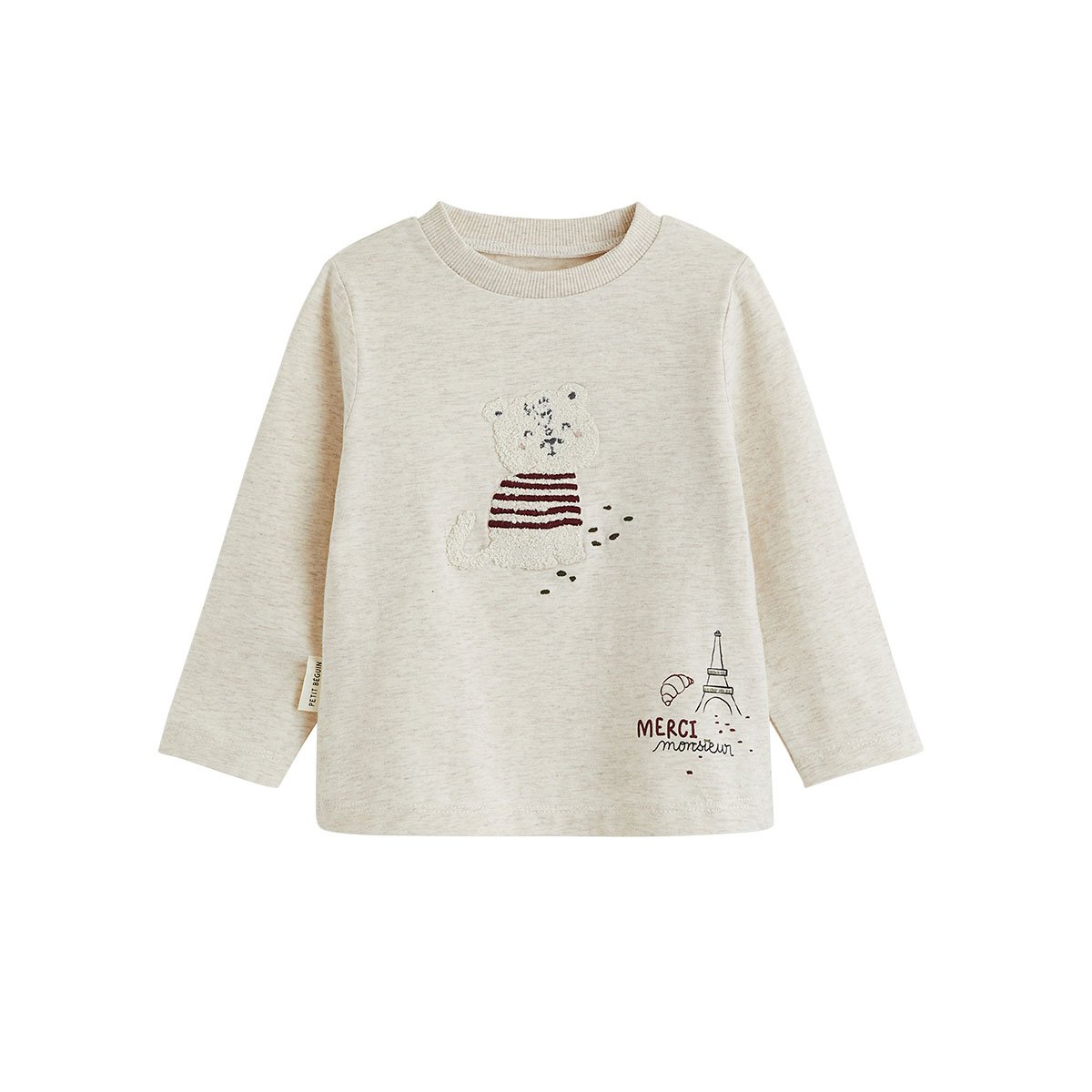 Lot de 2 t-shirts bébé manches longues Pistache gris, PETIT BEGUIN