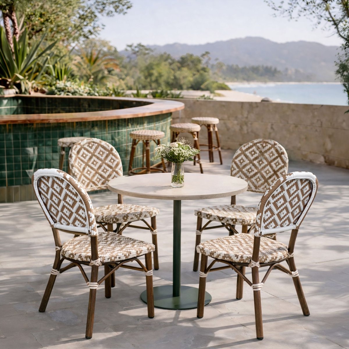 Lot de 2 chaises de terrasse effet rotin naturel, SCALA noisette, NOW'S HOME